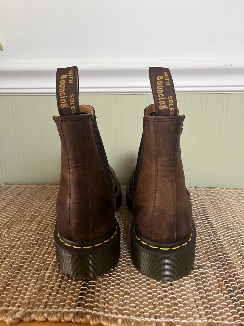 Dr. Martens Brown Leather and Yellow Outsole Detail - Picture 8 of 11